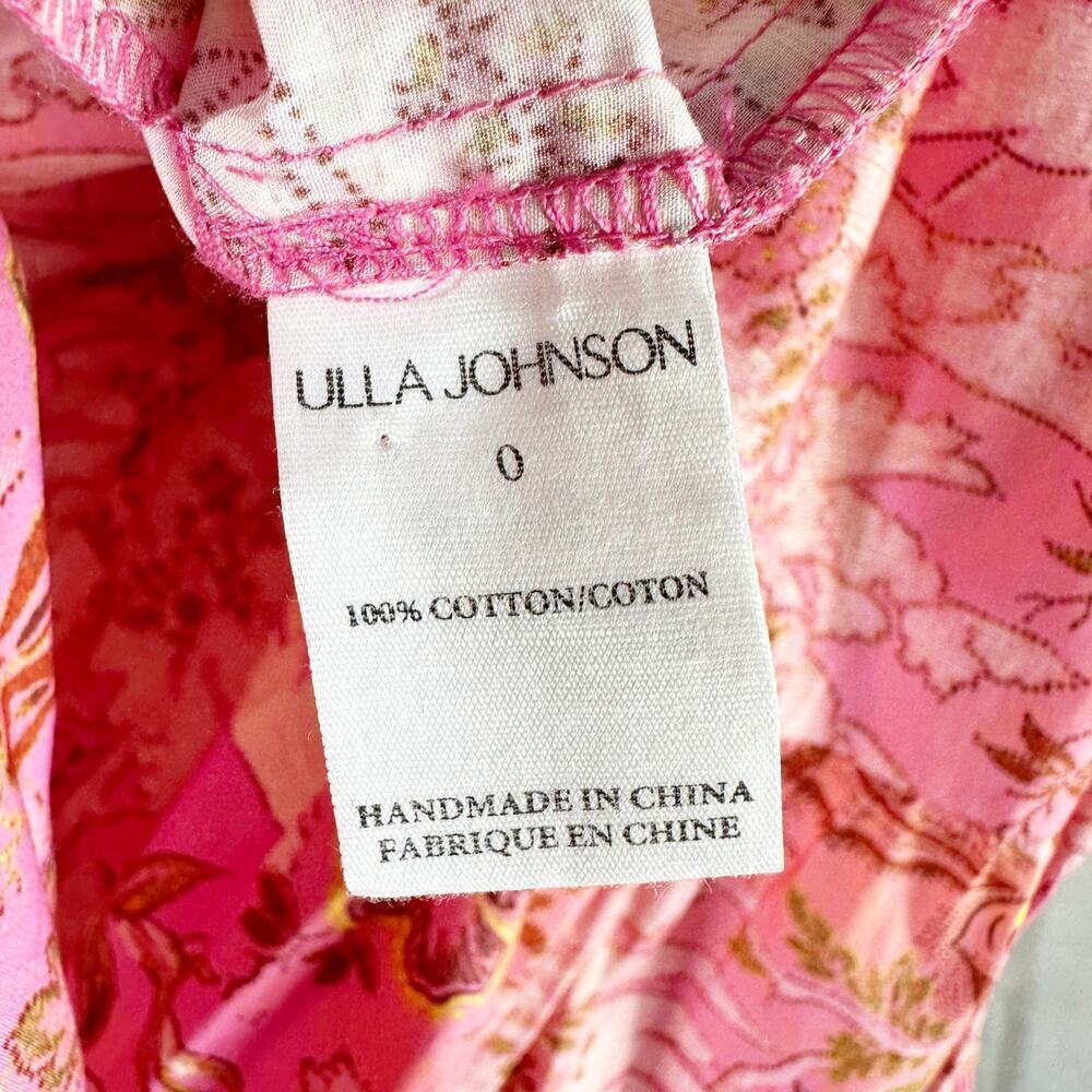 Ulla Johnson Leiko Ruffled Tiered Floral Print Poplin Mini Dress Camellia Size 0 - Picture 4 of 11